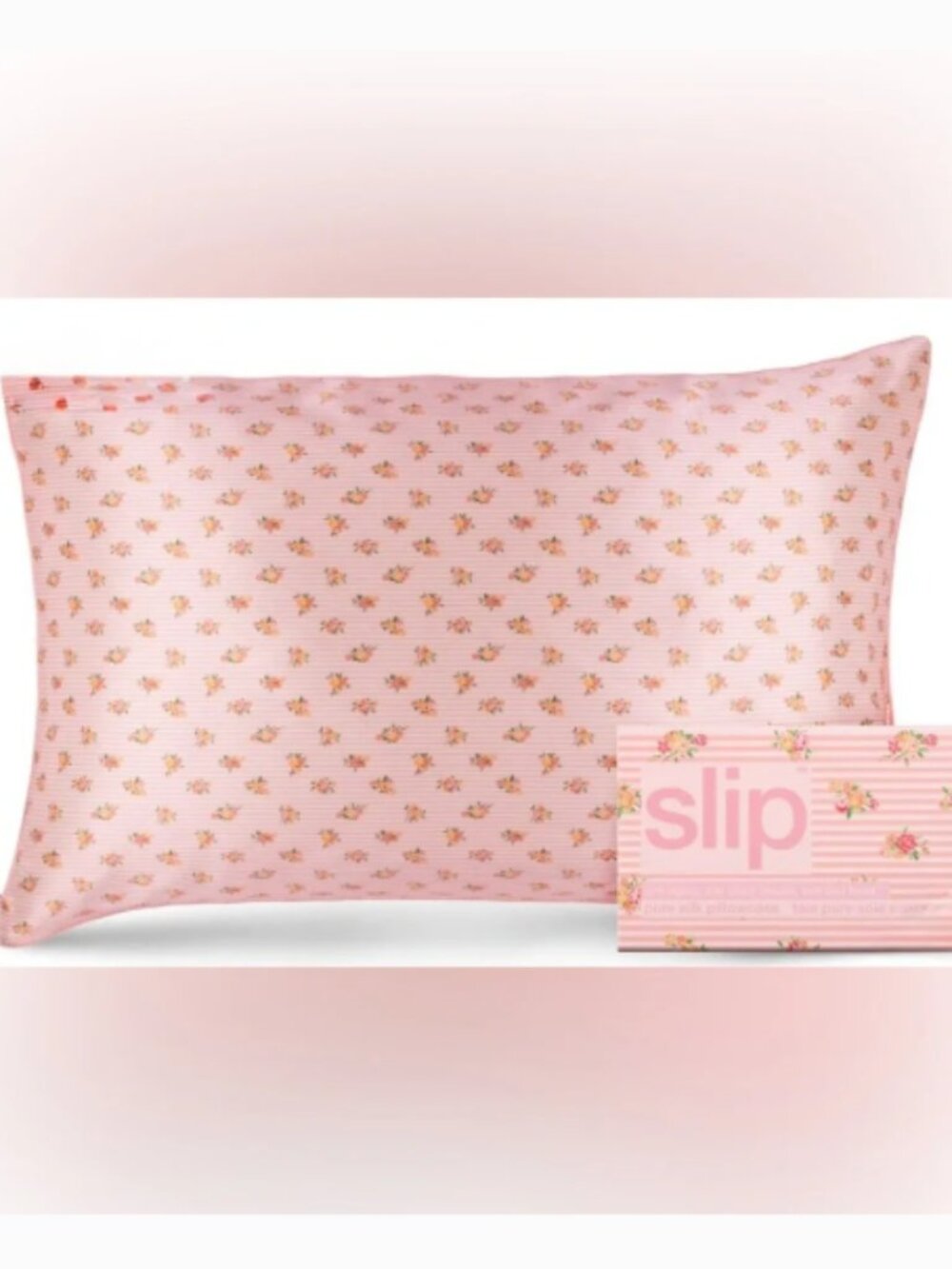 Slip Silk Pillowcase Petal Pink Pattern 20" x 30" 51cm x 76cm Anti Aging NEW